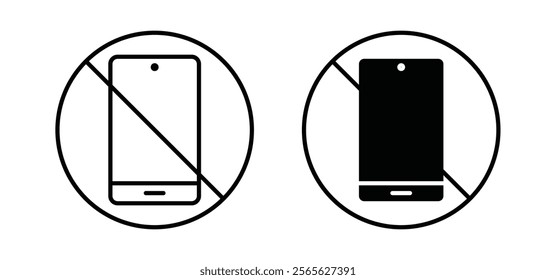 No cell phone sign vector in black and red colors