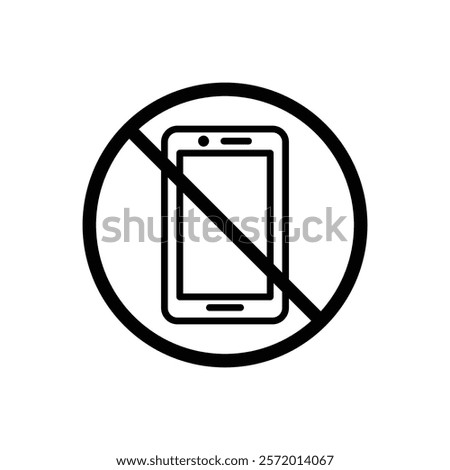 No cell phone sign vector in black colors