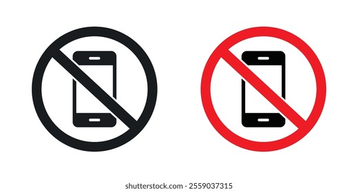 No cell phone sign vectors in black and colored version