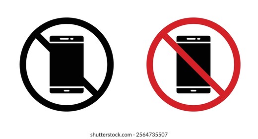 No cell phone sign vectors in flat syle