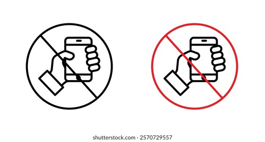 No cell phone signs vectors on white background.