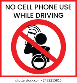 No cell phone use while driving sign
