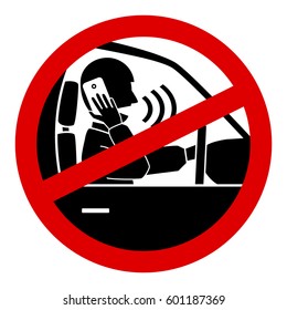 no cell phone use while driving concept sign vector , isolated on white background