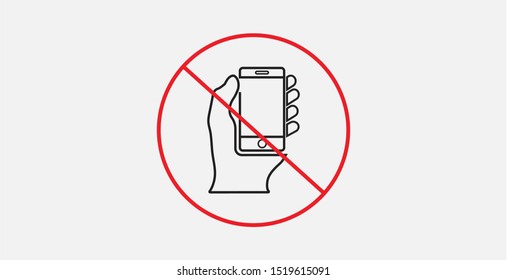 No cell phone vector icon isolated on grey background. Sign forbidden phone icon. Do Not Use Mobile Phone Sign.