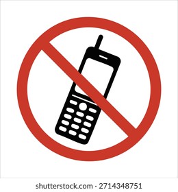 no cell phones allowed sign with crossed out device vector art isolated on white background