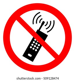 No Cell Phones. No Mobile Phones, Prohibition Sign. Vector Illustration.