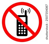 No Cell Phones Or Radio Transmitters Symbol Sign, Vector Illustration, Isolate On White Background Label.EPS10