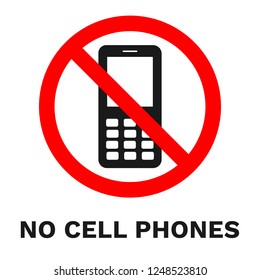 NO CELL PHONES sign. Sticker with inscription. Vector.