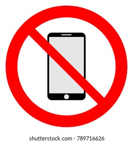 No cell phones, no smart phones allowed, prohibition sign, vector illustration.