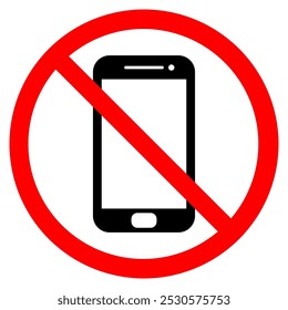 No cell phones, no smartphone, no mobile phone allowed sign. vector illustration.