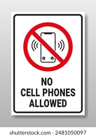 No cellphone allowed sign, vector illustration on isolated background.