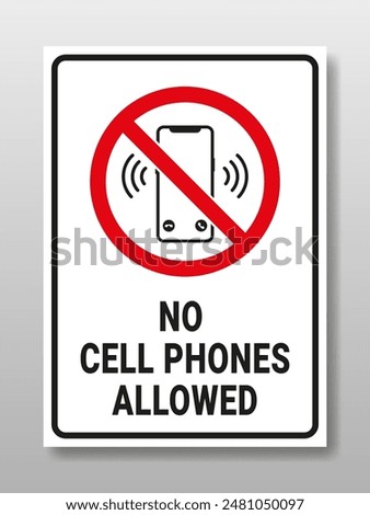 No cellphone allowed sign, vector illustration on isolated background.