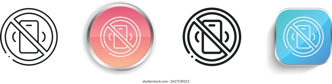 no cellphone icon. Thin Linear, Regular and Button Style Design Isolated On White Background