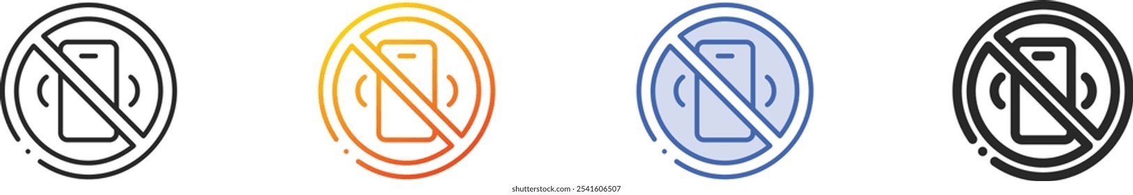 no cellphone icon.Thin Linear, Gradient, Blue Stroke and bold Style Design Isolated On White Background
