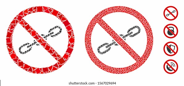 No chain mosaic of tremulant elements in different sizes and shades, based on no chain icon. Vector tremulant items are grouped into illustration. No chain icons collage with dotted pattern.