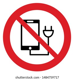  No charge the phone vector. Not allow charging the phone sign. The red circle prohibiting sing 