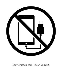 no hay vector de icono de cargador, cargador de teléfono móvil Icono prohibido. 