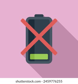 Sin icono de batería de carga Vector plano. Móvil de calibre celular. Elemento roto