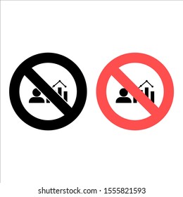 No chart, data icon. Simple glyph, flat vector of Business ban, prohibition, embargo, interdict, forbiddance icons for UI and UX, website or mobile application