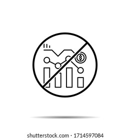 No Chart, dollar, money icon. Simple thin line, outline vector of saving money ban, prohibition, embargo, interdict, forbiddance icons for ui and ux, website or mobile application