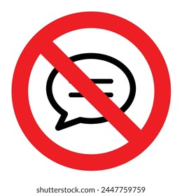 no chat allowed sign do not speak illustration no talking warning