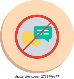 No Chat Flat Circle Style Icon