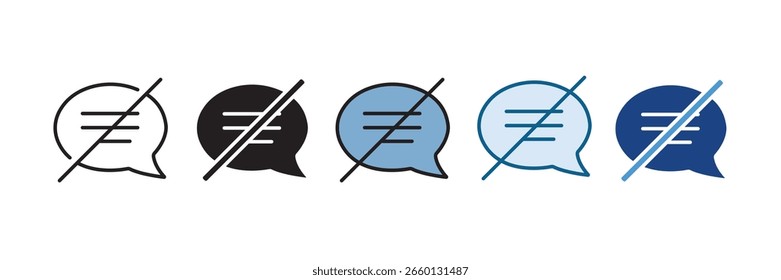No Chat Icon Set - Minimalistische Kommunikationseinschränkungssymbole