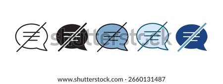 No Chat Icon Set – Minimalist Communication Restriction Symbols