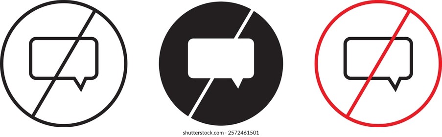 No chat icons – speech bubbles with prohibition symbols