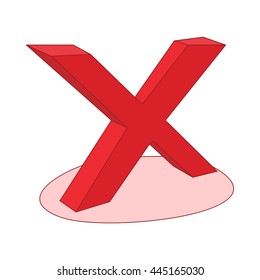 No check mark icon in cartoon style isolated on white background