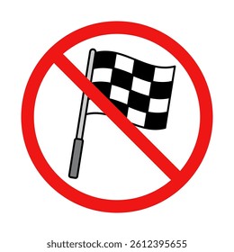 No Checkered Flag Sign on White Background