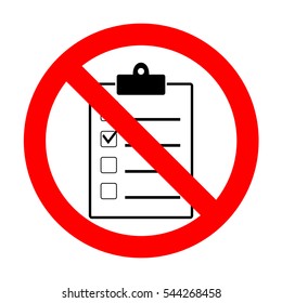 No Checklist sign illustration. 