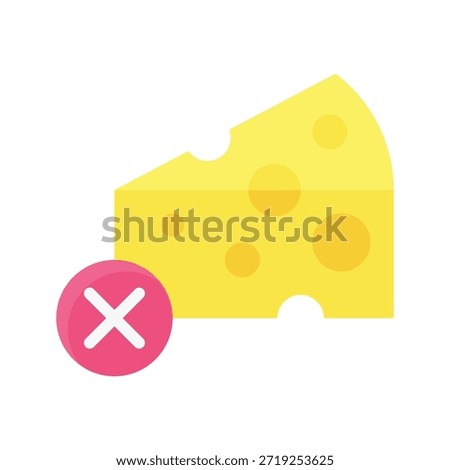 No Cheese Dairy Vector Illustration, Flat Style Icon.