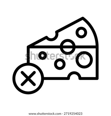 No Cheese Dairy Vector Illustration, Line Style Icon.