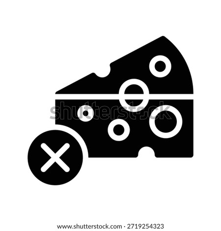 No Cheese Dairy Vector Illustration, Solid Style Icon.