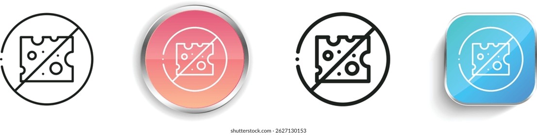 no cheese icon. Thin Linear, Regular and Button Style Design Isolated On White Background