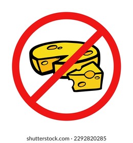 No Cheese Sign on White Background