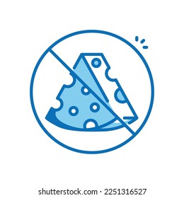 No cheese vector icon blue outline style.Can be use for wedding invitation, card design and background design