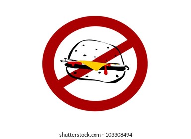 no cheeseburgers allowed sign with red bar