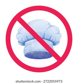 No chef sign, forbidden sign with chef hat icon, chef prohibited sign, vector illustration