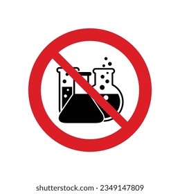 No chemical. chemicals free vector sign. No GMO vector icon. The red circle prohibiting sing 