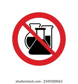 No chemical. chemicals free vector sign. No GMO vector icon. The red circle prohibiting sing 
