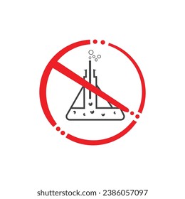 No Chemical flask design forbidden glass test tube Laboratory. Scientific research, biological experiments. Flat vector template.