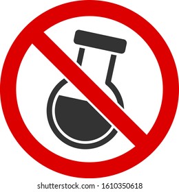 No chemical retort vector icon. Flat No chemical retort symbol is isolated on a white background.