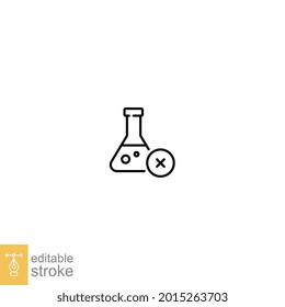 No chemical risk icon. Organic food, no additives, no preservatives. prohibition of chemical additives. Line pictogram style. Editable stroke. Vector illustration. Design on white background. EPS 10