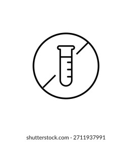 No hay ícono de prueba química: símbolo de prohibición de tubos de ensayo en el Vector de contorno.