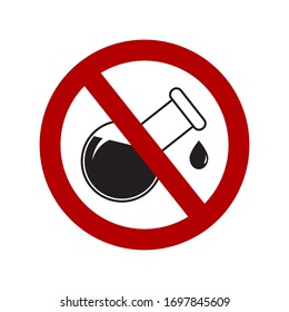 No chemicals, additives graphic icon prohibiting sign. Vector illustration isolated.