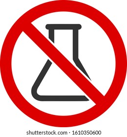 No chemistry vector icon. Flat No chemistry symbol is isolated on a white background.