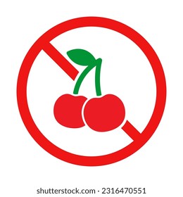 No Cherries Sign on White Background