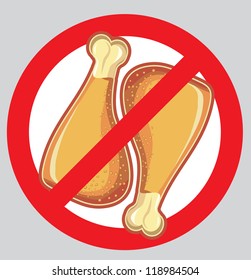 no chicken drumsticks.Vector forbidden symbol